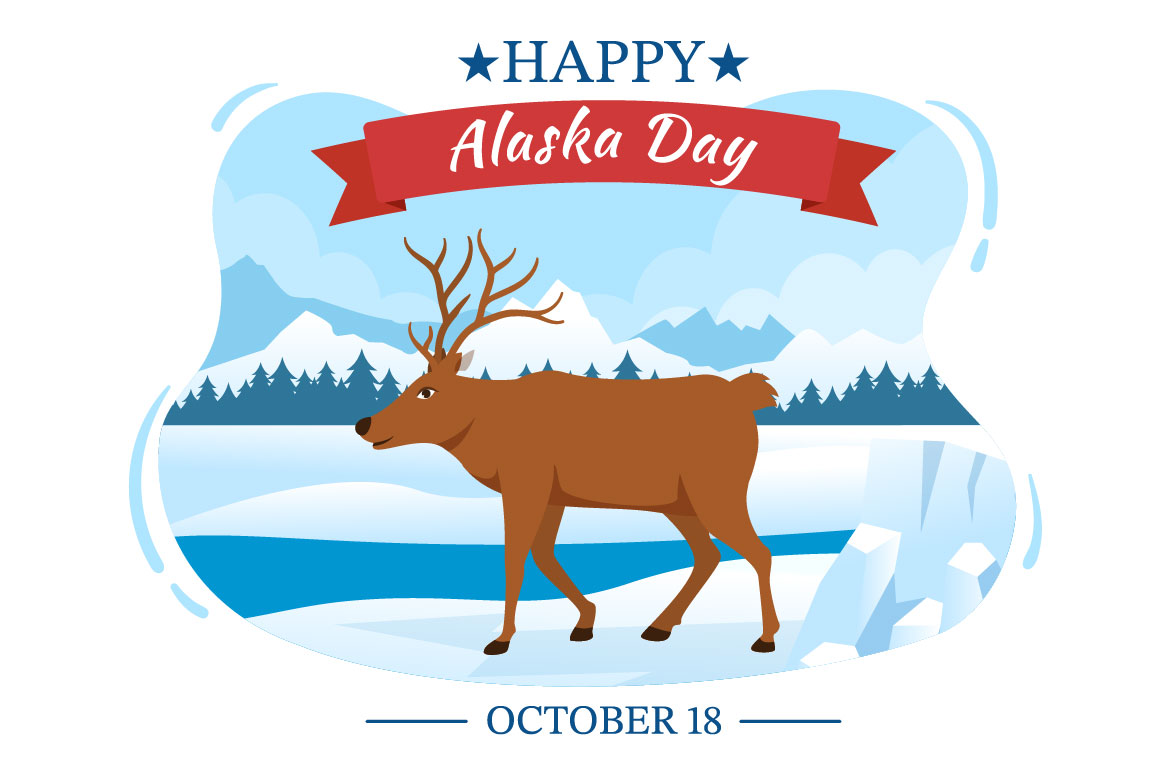 15 Happy Alaska Day Illustration Deer Illustration.