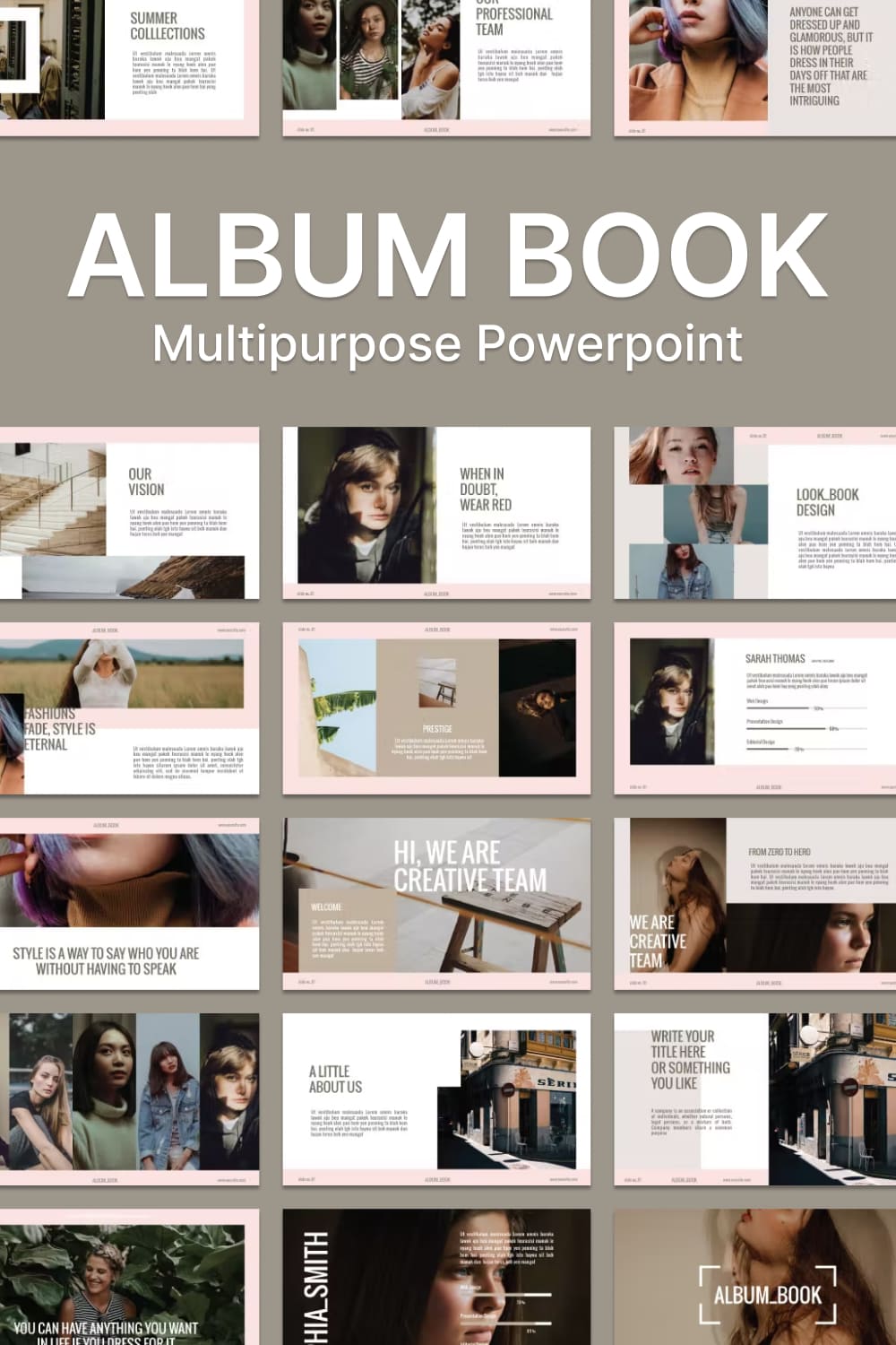 Album book multipurpose powerpoint - pinterest image preview.