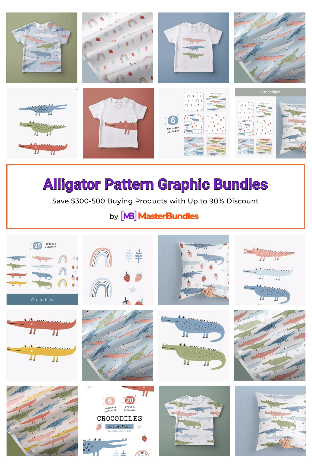 Alligator Pattern Graphic Bundles for Pinterest.