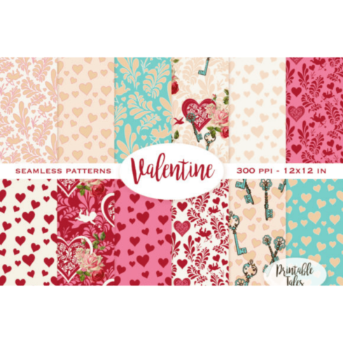 Valentine's Day Seamless Patterns cover image.