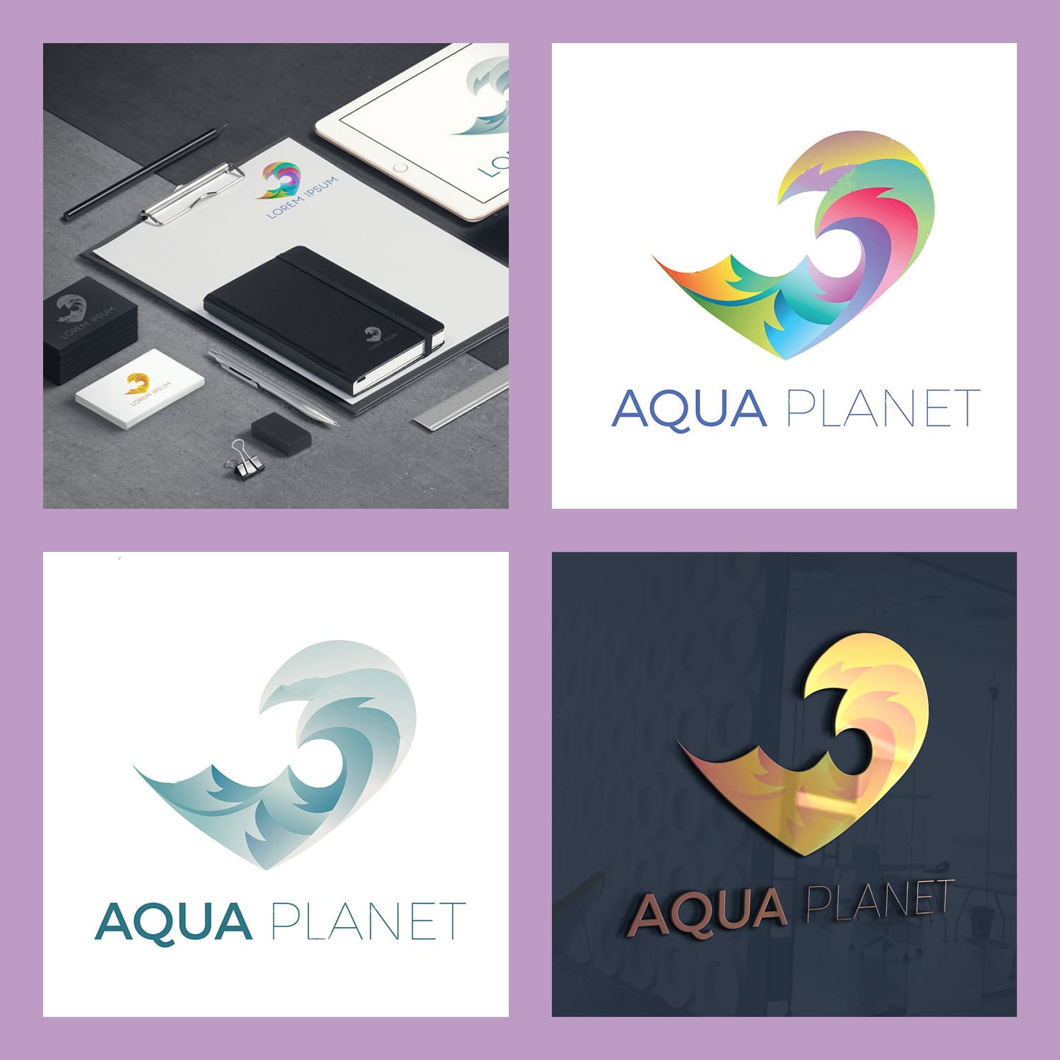 Aqua logo template with waves cover.