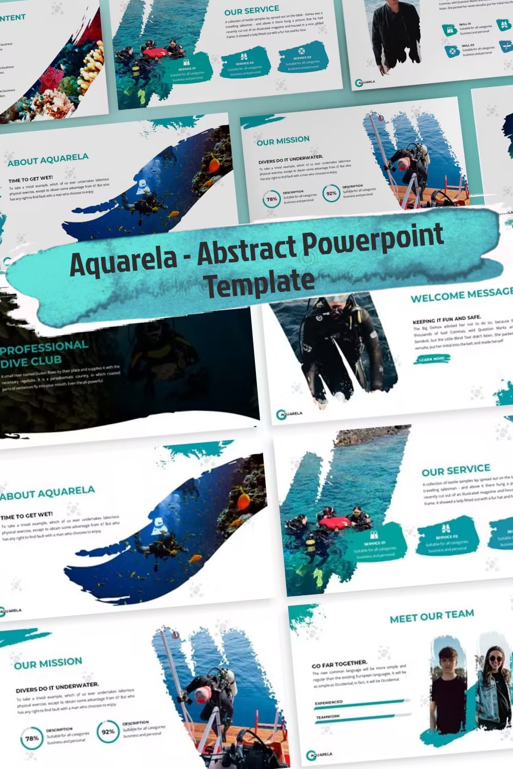 Aquarela abstract powerpoint template - pinterest image preview.