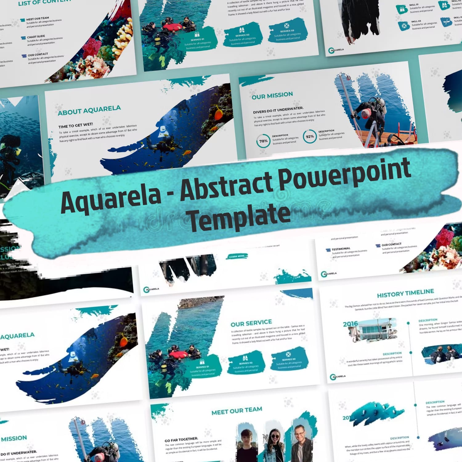 Aquarela abstract powerpoint template - main image preview.