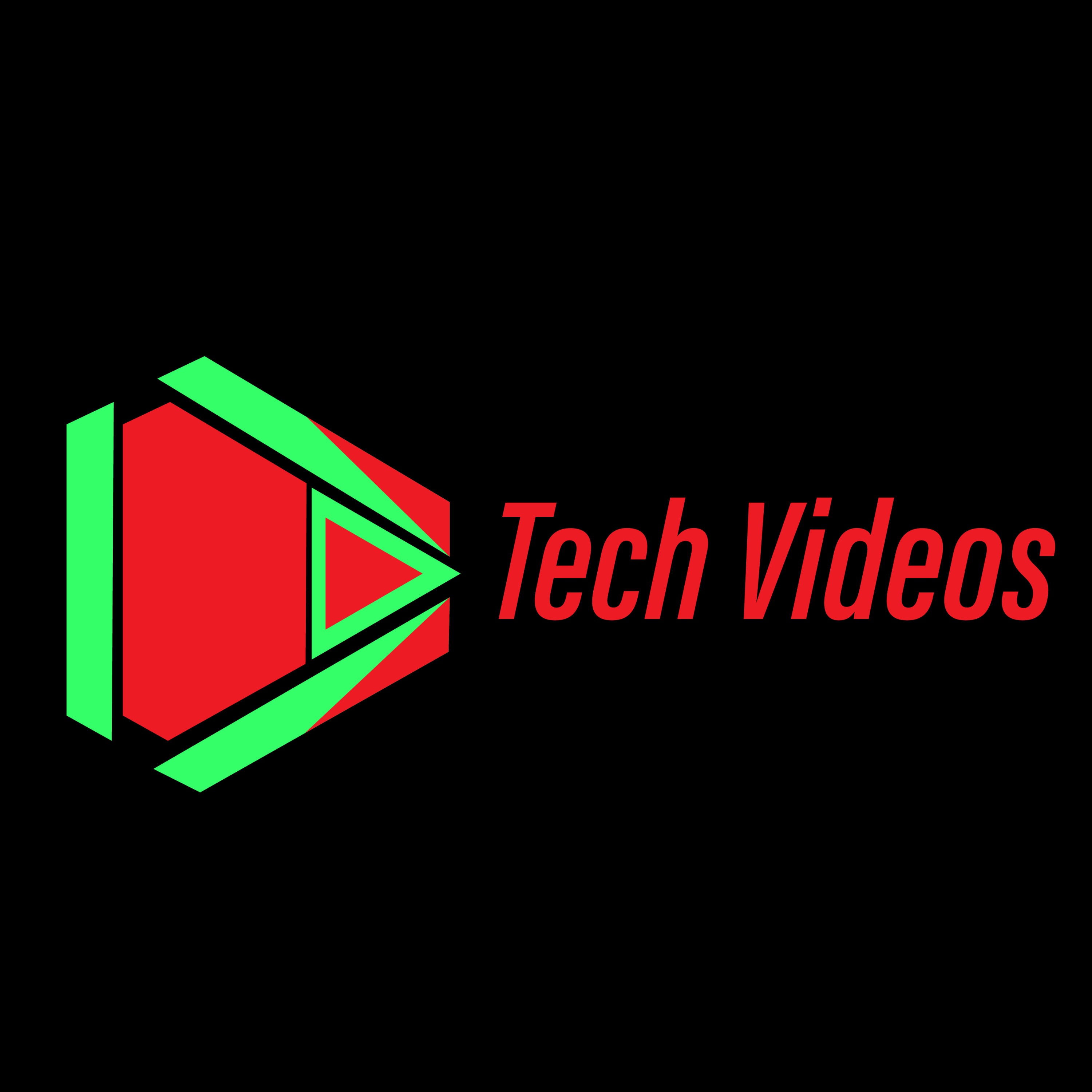Video Icon Logo, red logo on dark background.