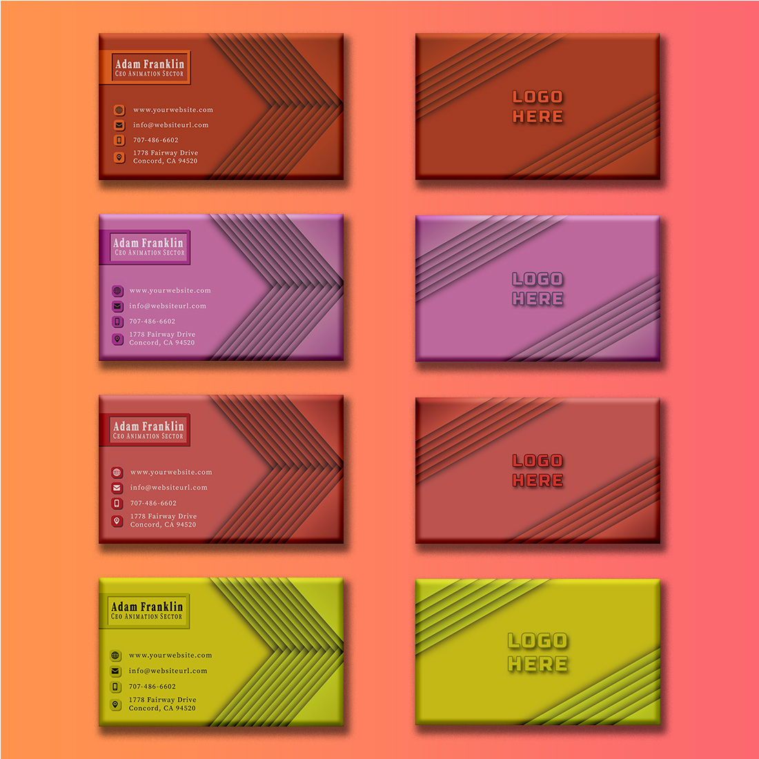 Creative Envelope 6 Business Cards Pack Preview Image.