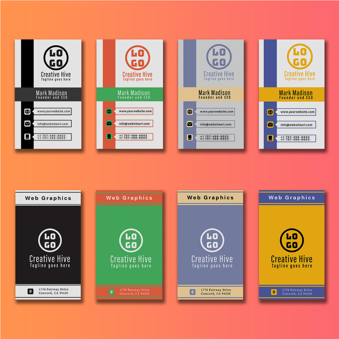 5 MINIMAL Business Cards Pack preview image.