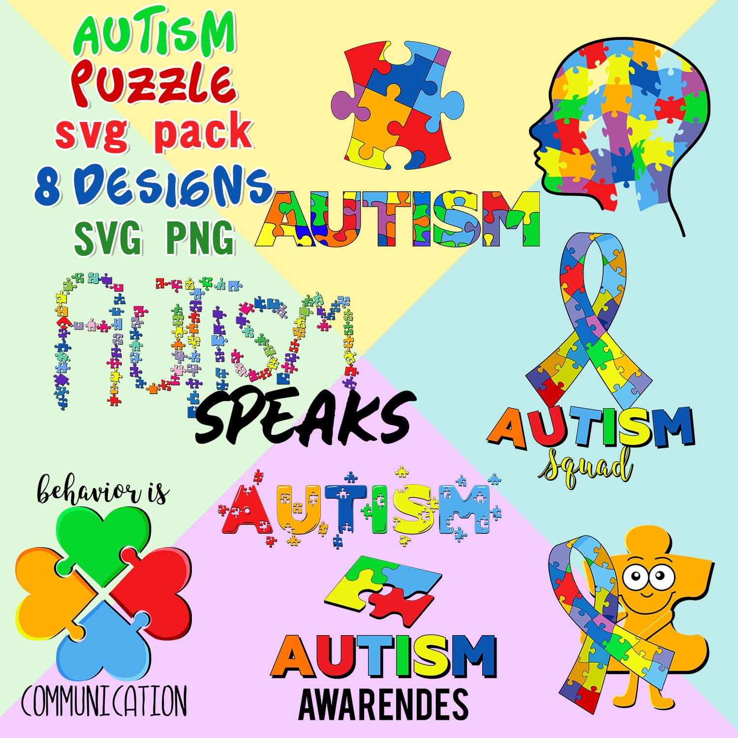 Autism puzzle svg - main image preview.