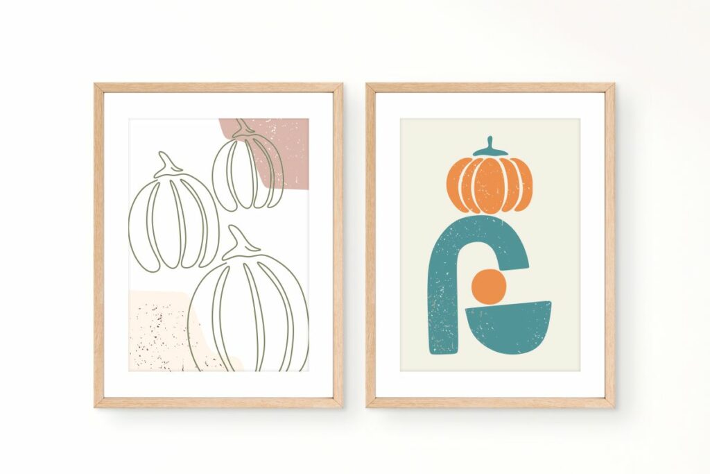 Fall Erte Fall Boho Wall Art, Pumpkin Abstract Art for Wall Decor - MasterBundles