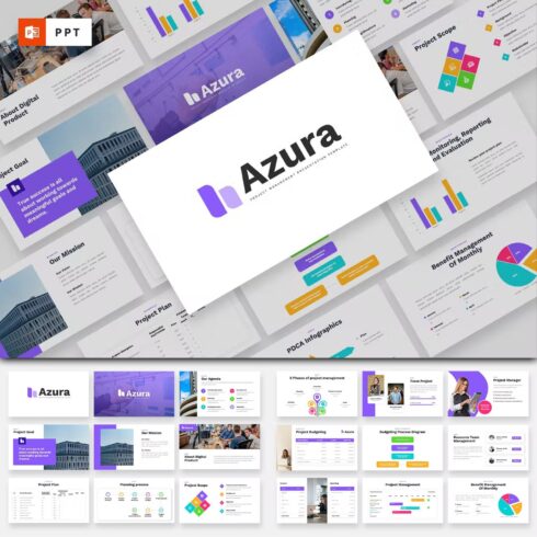 Azura project management powerpoint template - main image preview.