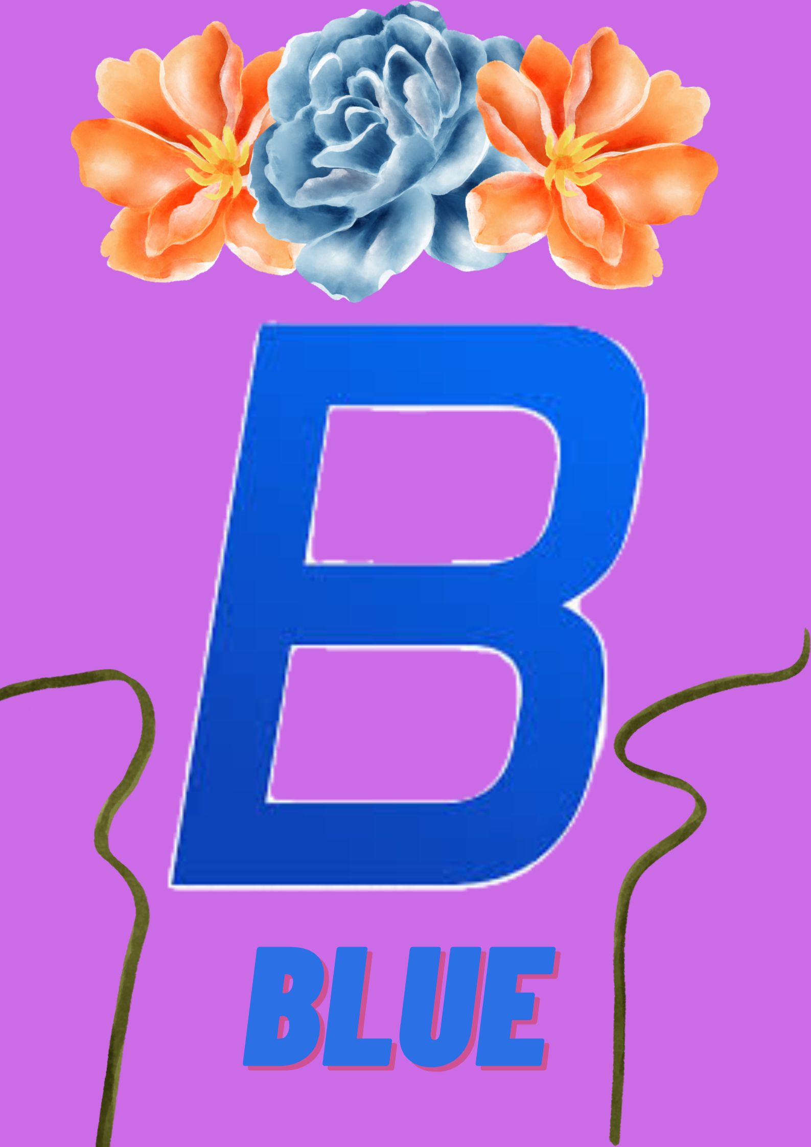 B-Logo Design, blue logo on purple.