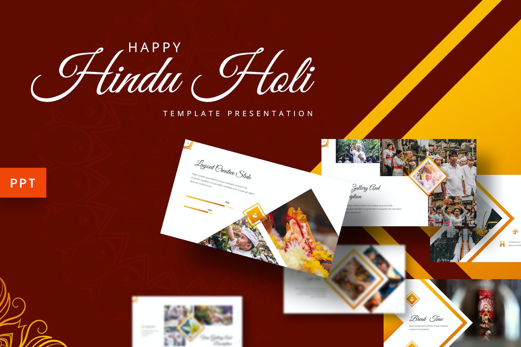Cover image of Hindu Holi - Powerpoint Template.