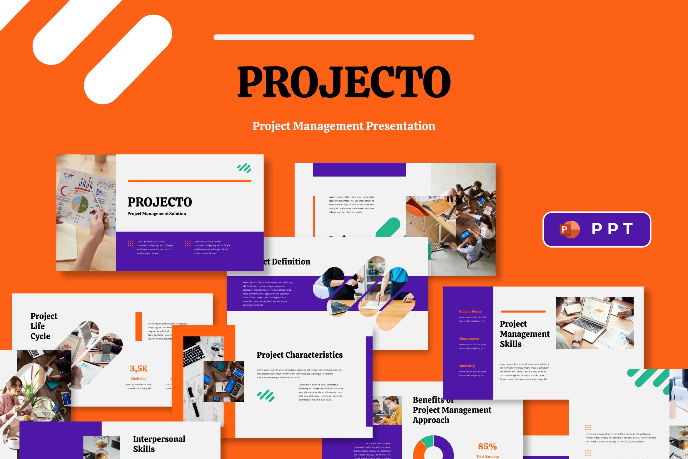 Cover image of PROJECTO - Project Management Powerpoint Template.