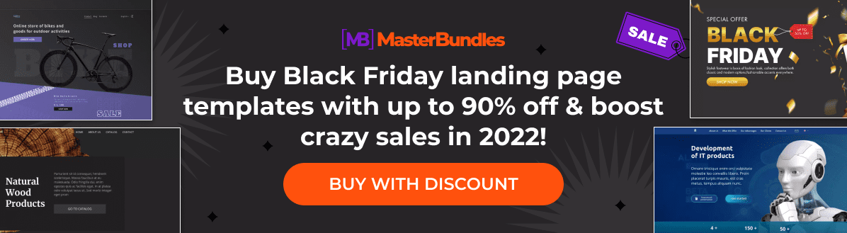 Banner for Black friday landing page templates.