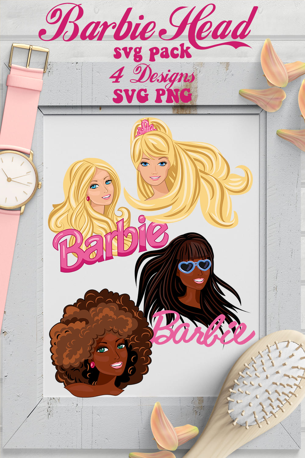 Diverse of barbies heads.