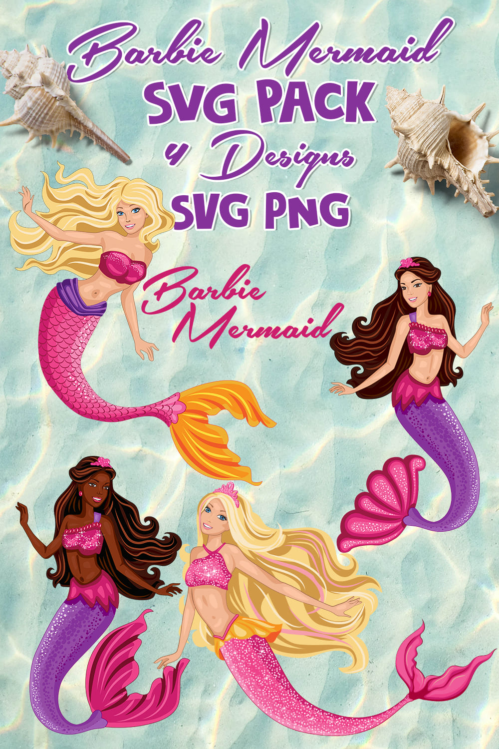Colorful beautiful barbies in a mermaid style.