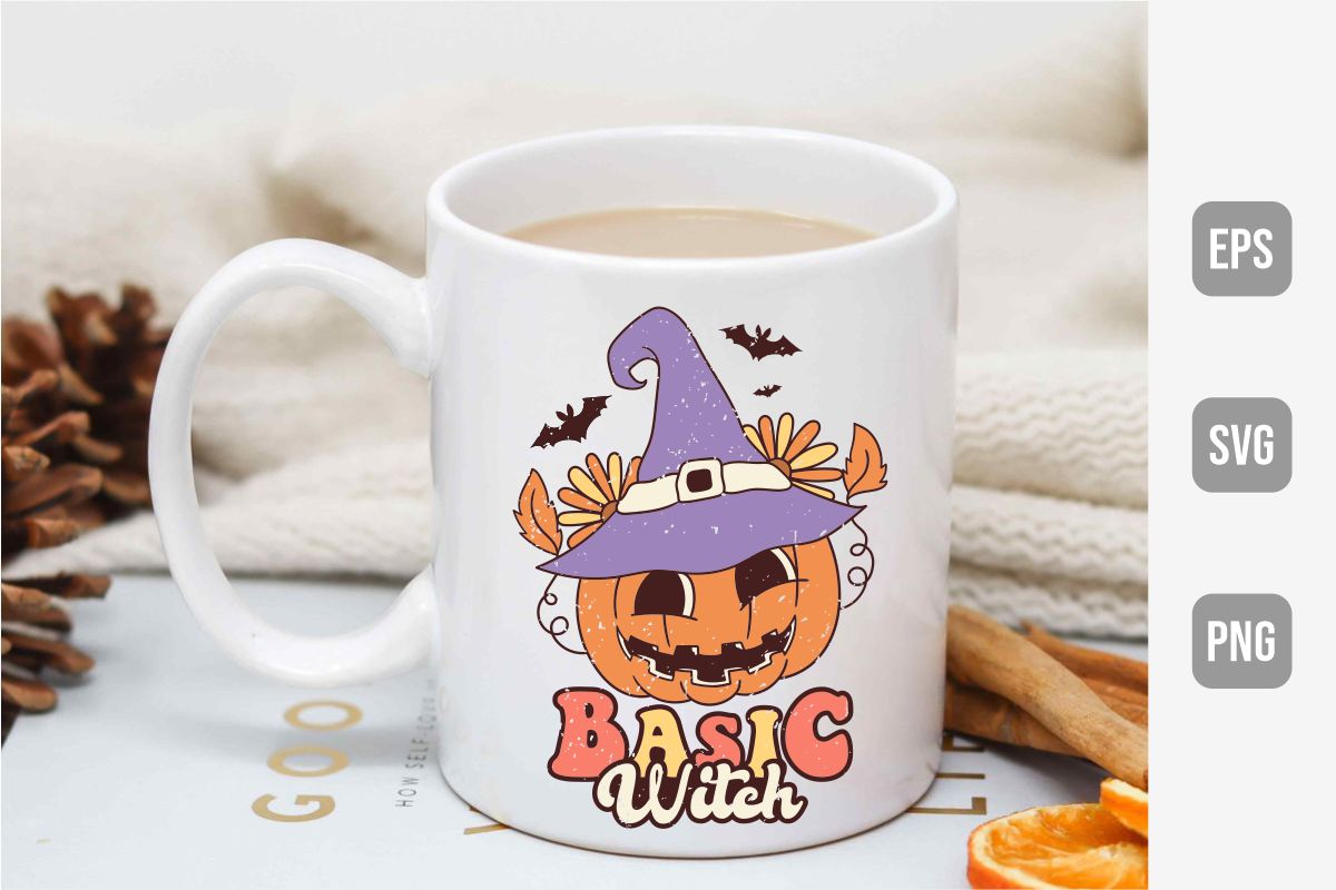 Retro Cute Fall Halloween Sublimation Designs Bundle, basic witch.