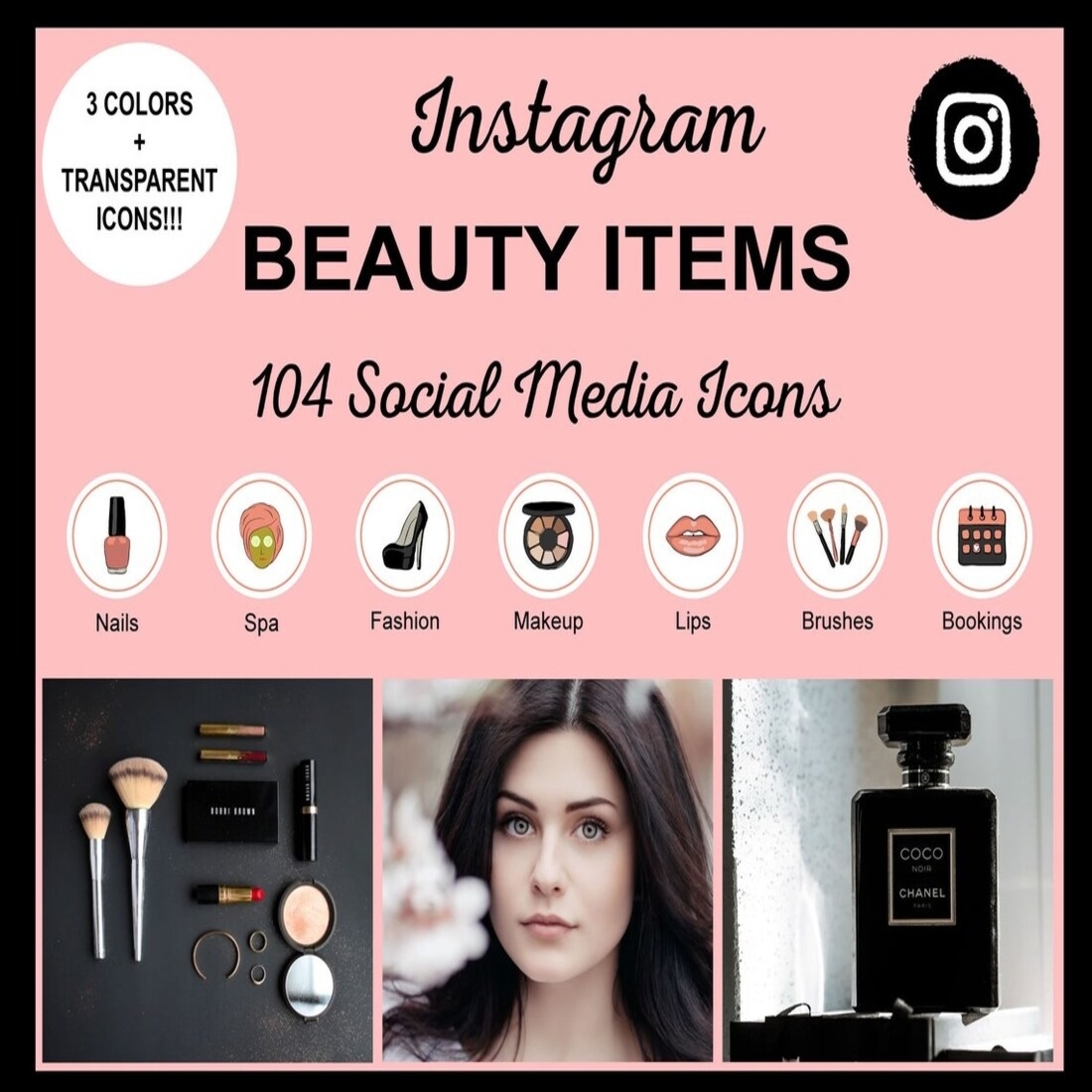 Instagram Beauty Items (104 Social Media Icons) - MasterBundles