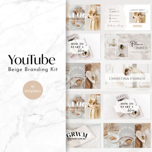 Beige YouTube Branding Kit.