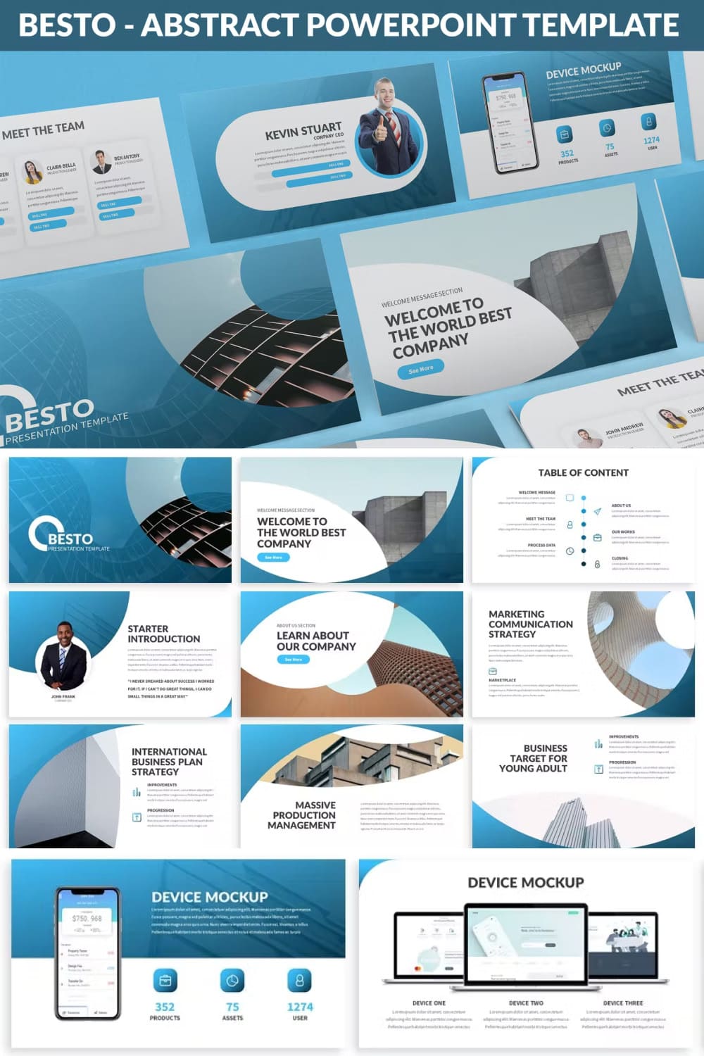 Besto abstract powerpoint template - pinterest image preview.