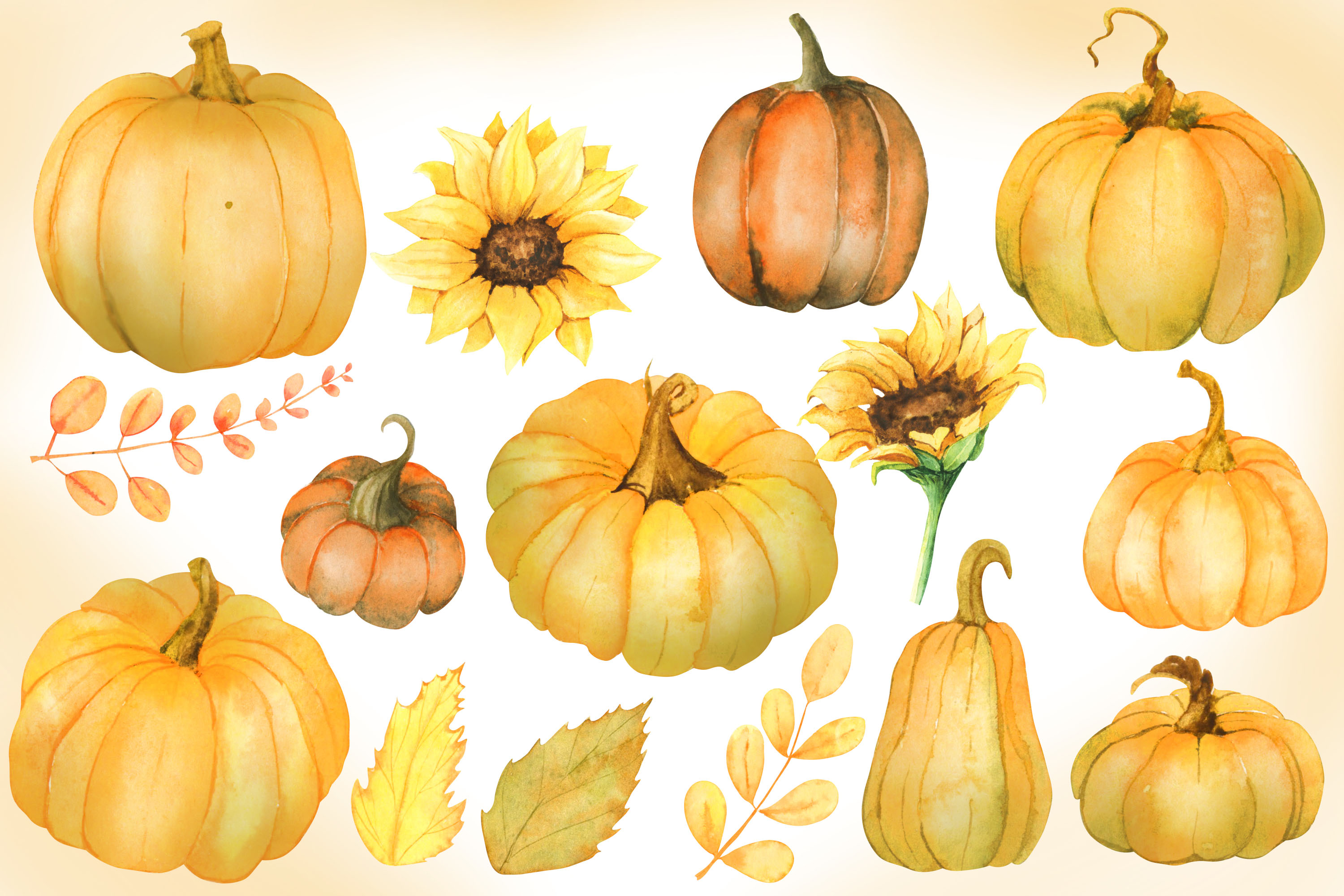 Pumpkins Autumn Watercolor Clipart facebook image.