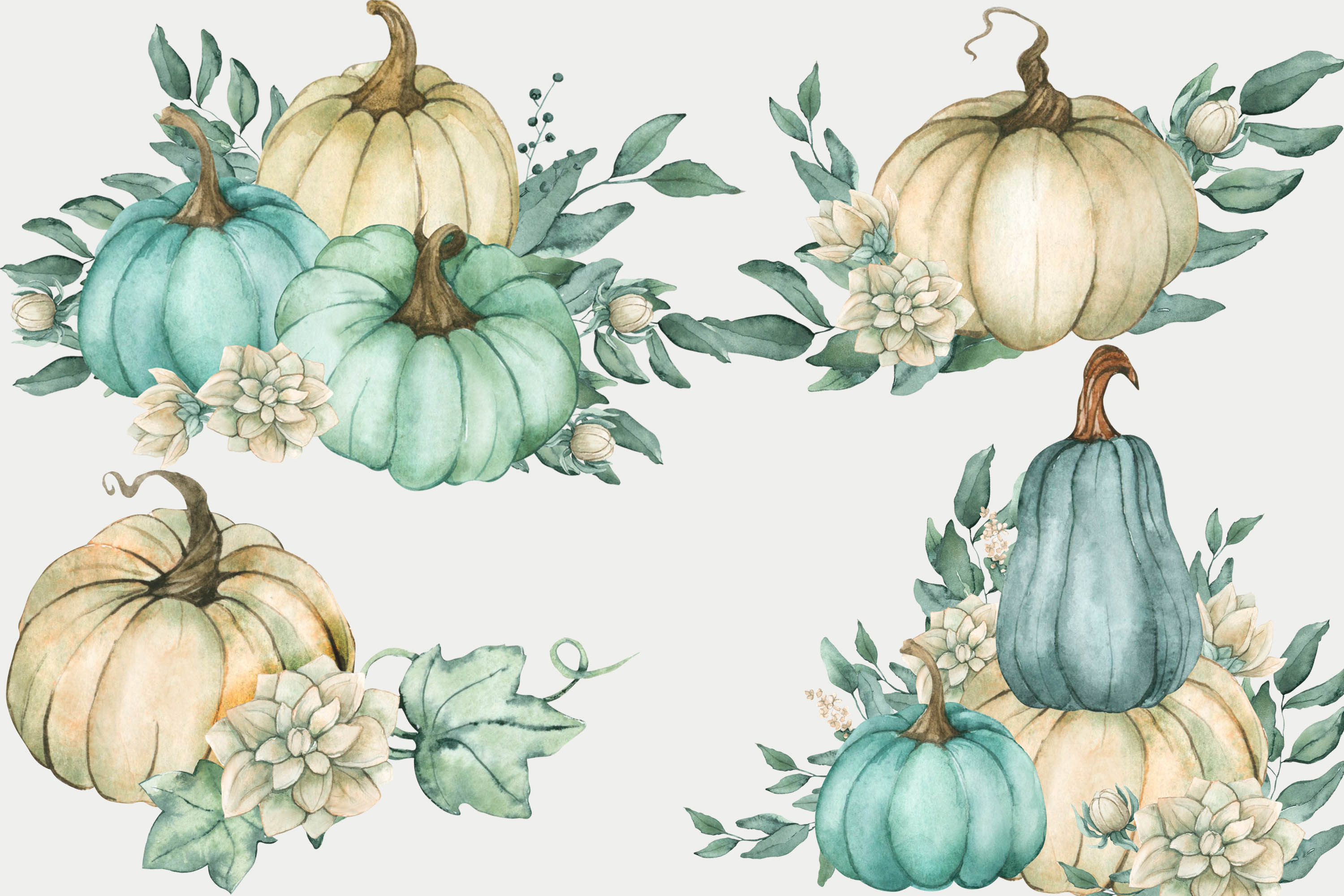 Watercolor Pumpkin Clipart previews