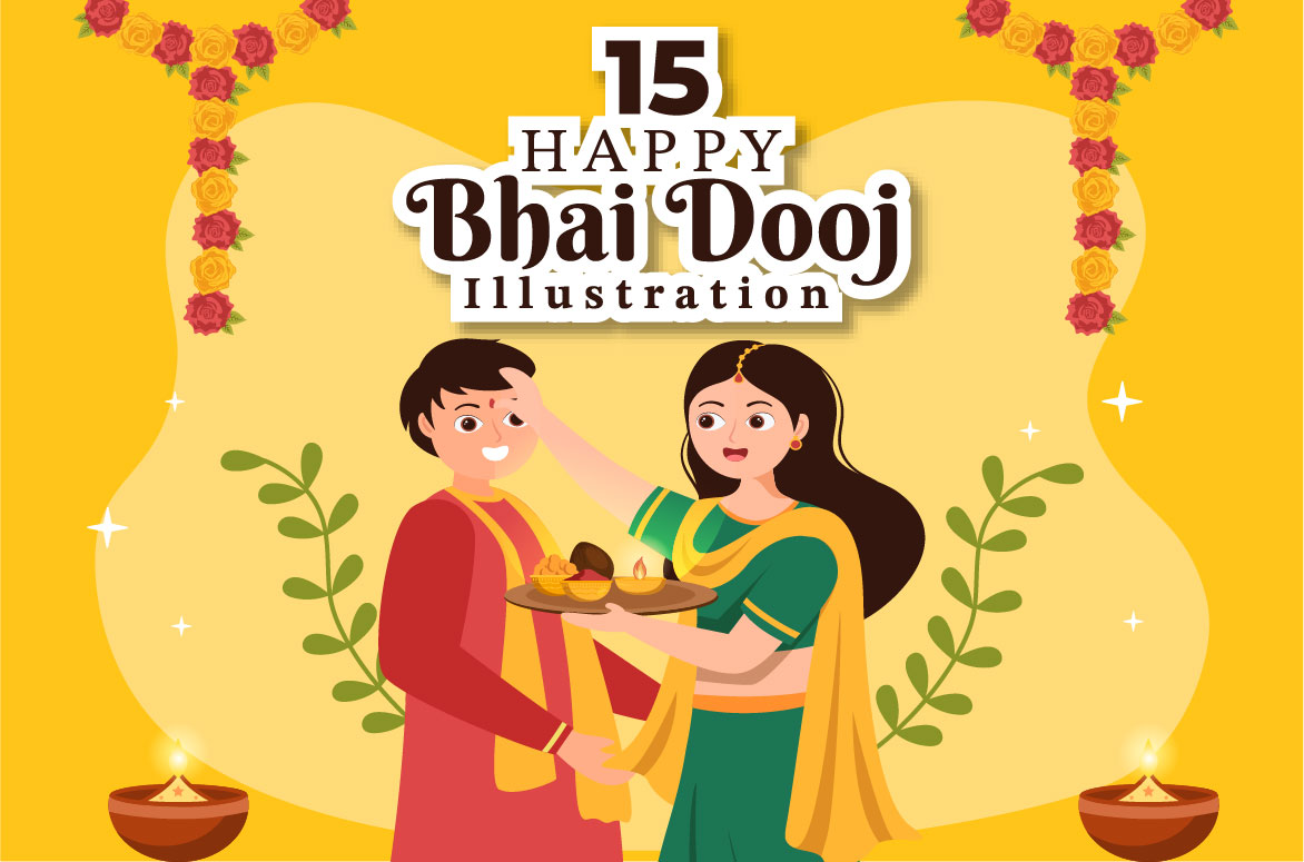 15 Bhai Dooj Indian Festival Celebration Illustration Facebook Image.