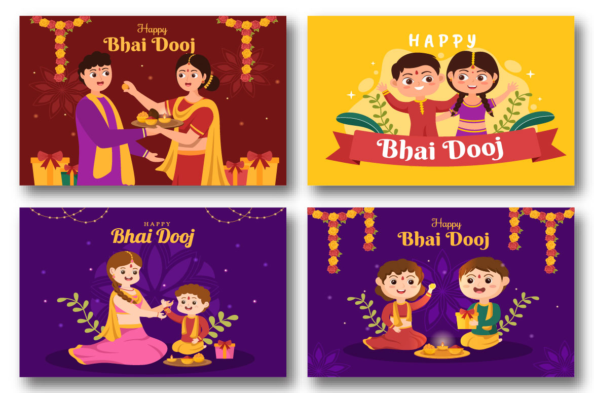 15 Bhai Dooj Indian Festival Celebration Illustration.