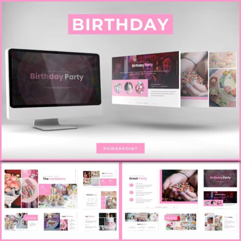 Birthday party powerpoint template - main image preview.