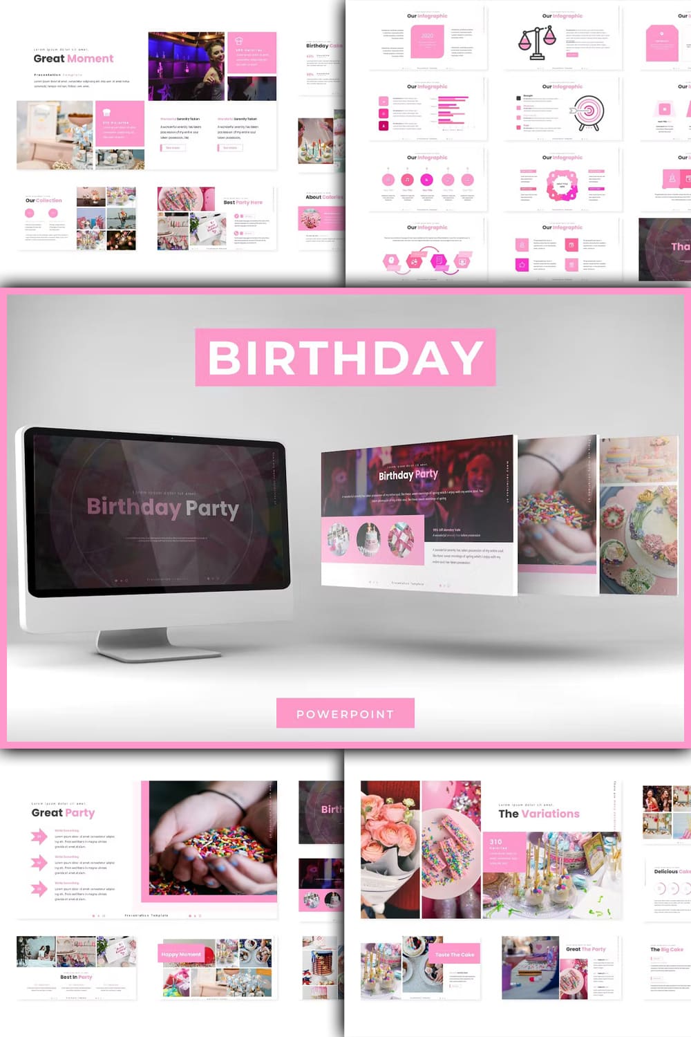 Birthday party powerpoint template - pinterest image preview.