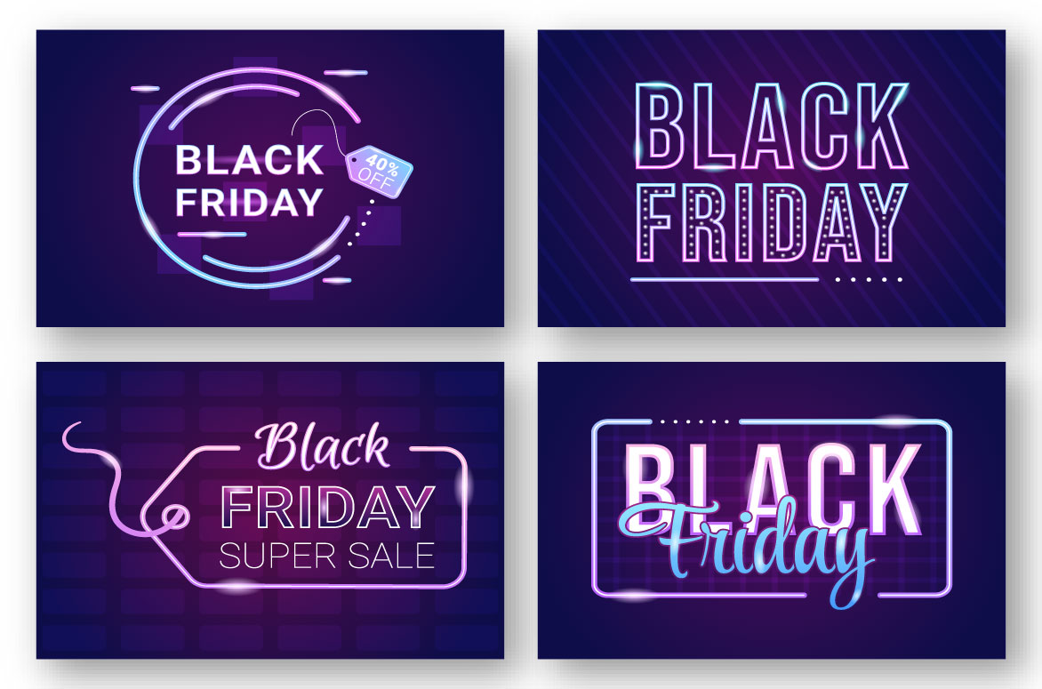 10 Black Friday Give Big Discount Illustration Dark Style Example.