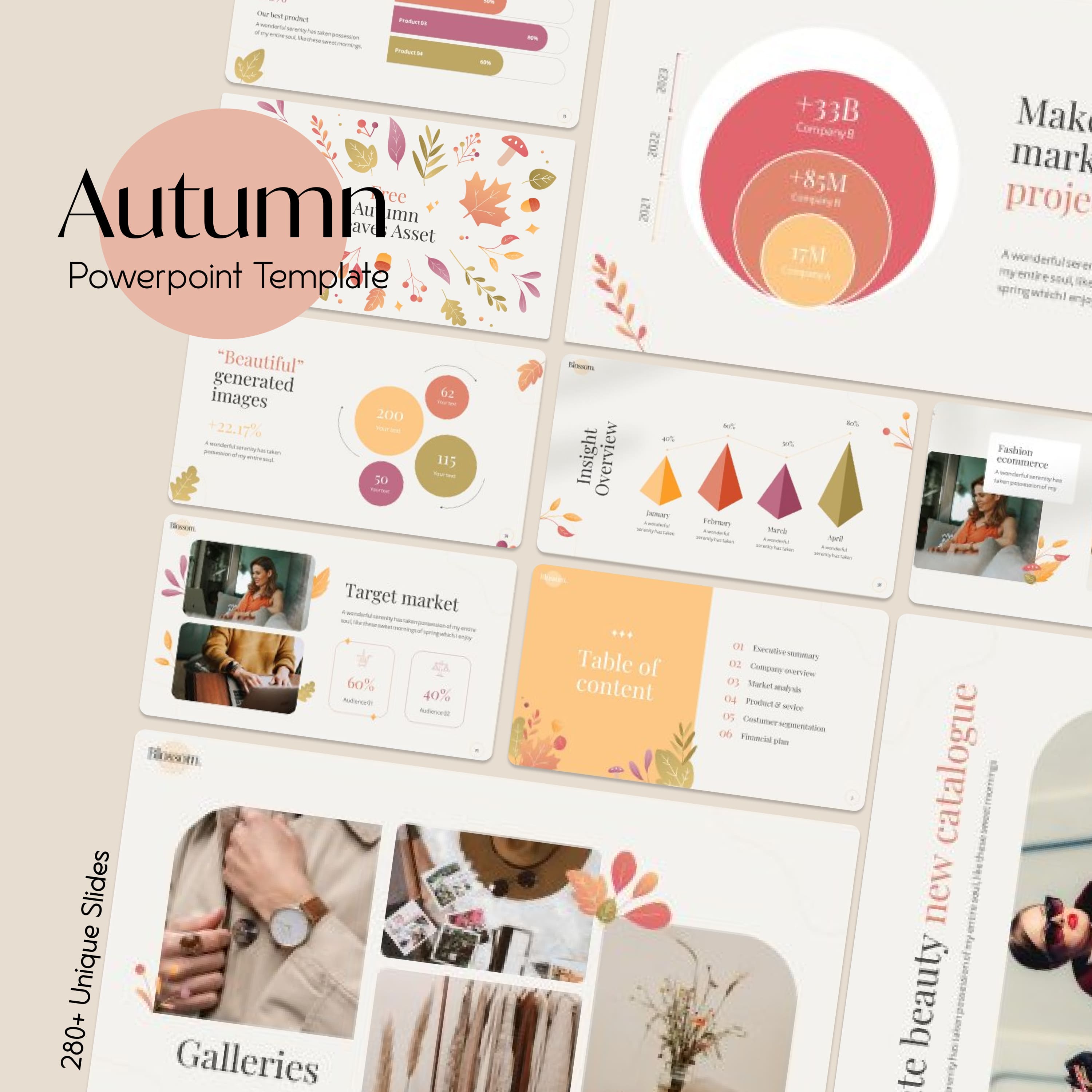 Blossom Autumn Powerpoint Template cover.