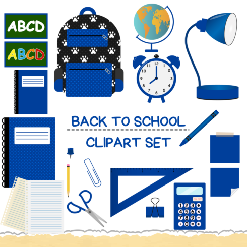 Blue Back To School Clipart Set cover image.