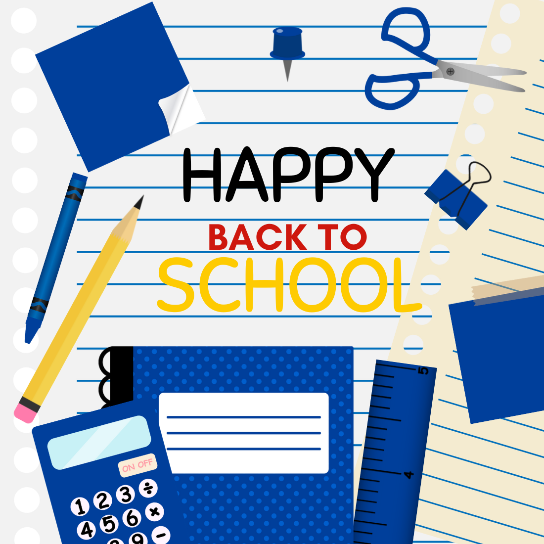 Blue Back To School Clipart Set preview image.