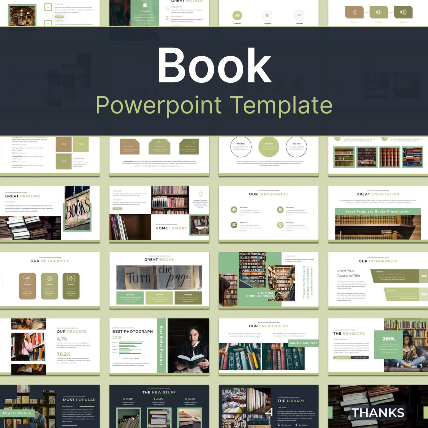 Book powerpoint template - main image preview.