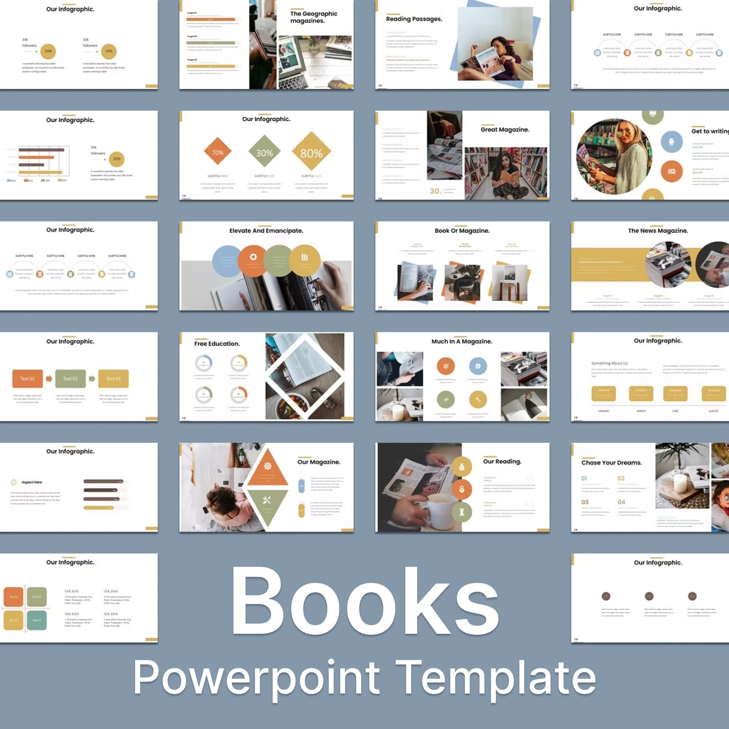 Books powerpoint template - main image preview.