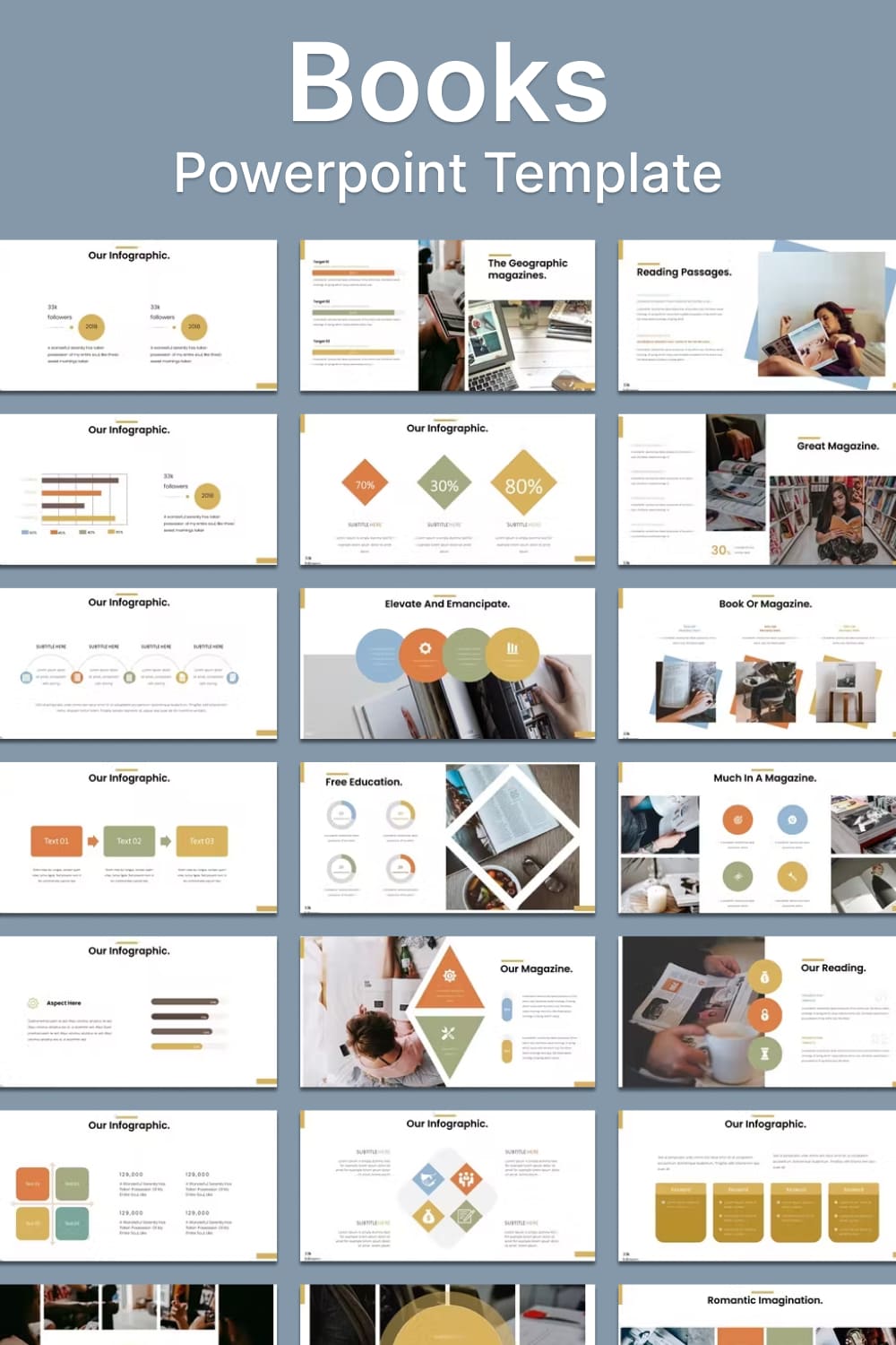 Books powerpoint template - pinterest image preview.