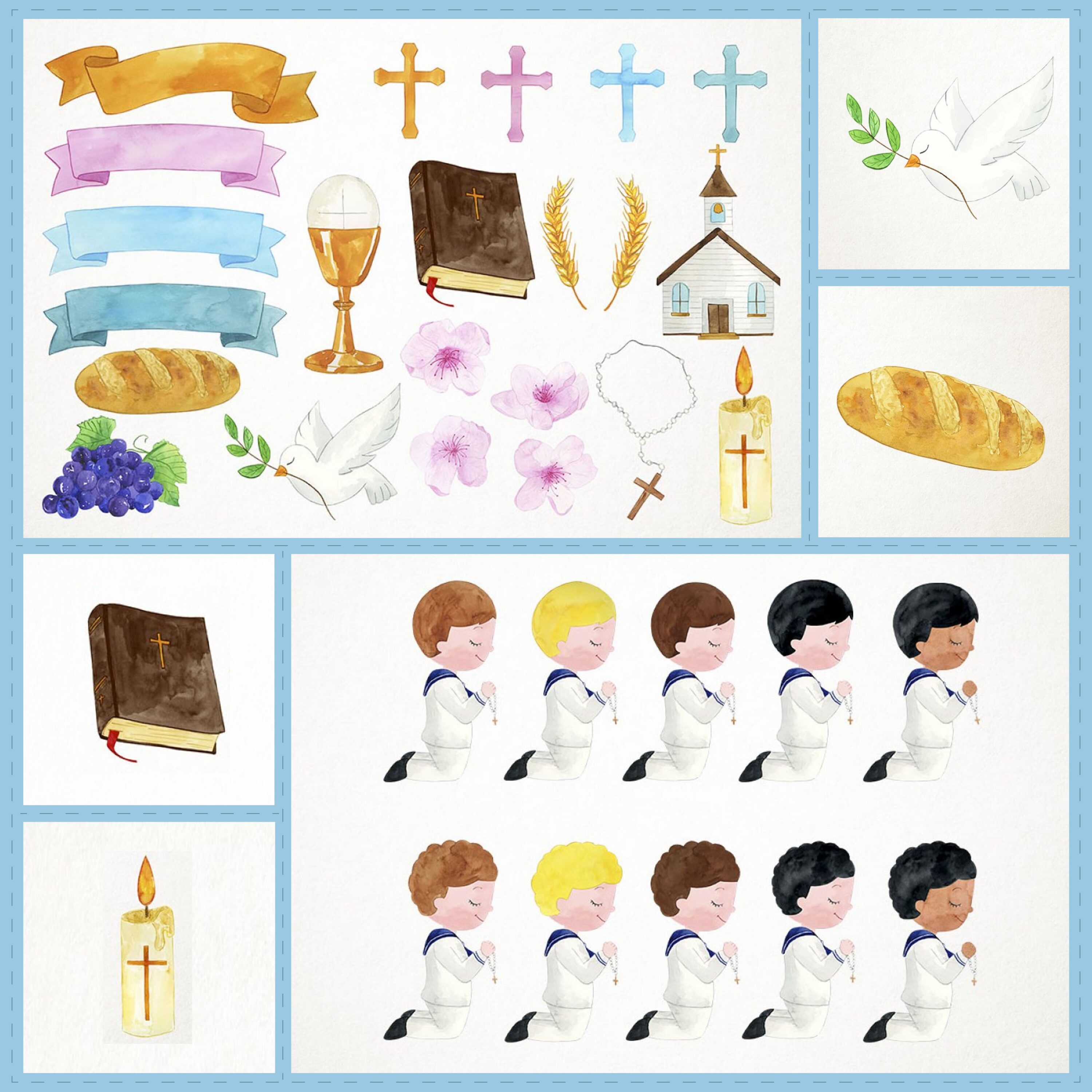 Boy First Communion Clipart cover.