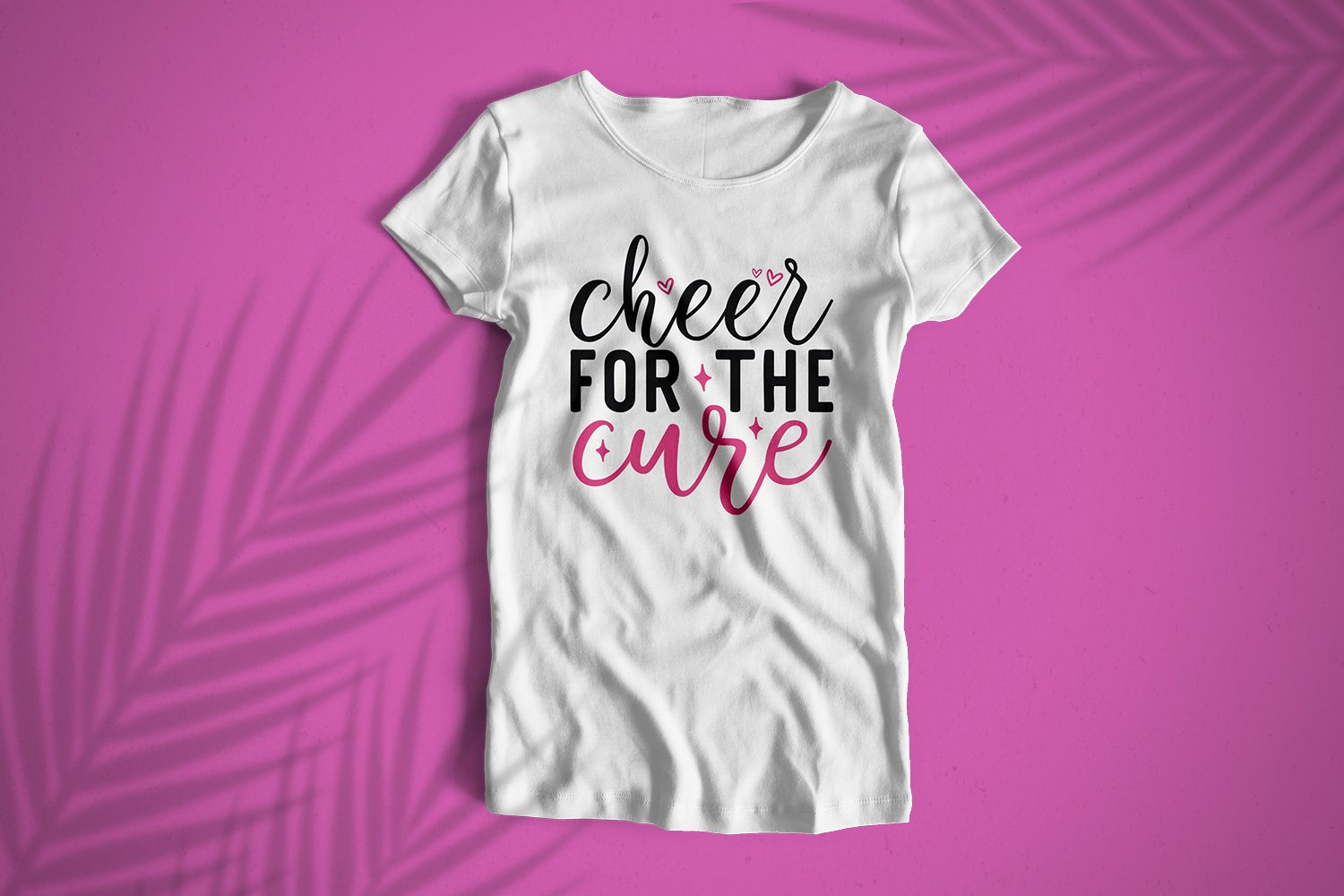 White t-shirt with breast cancer quote.