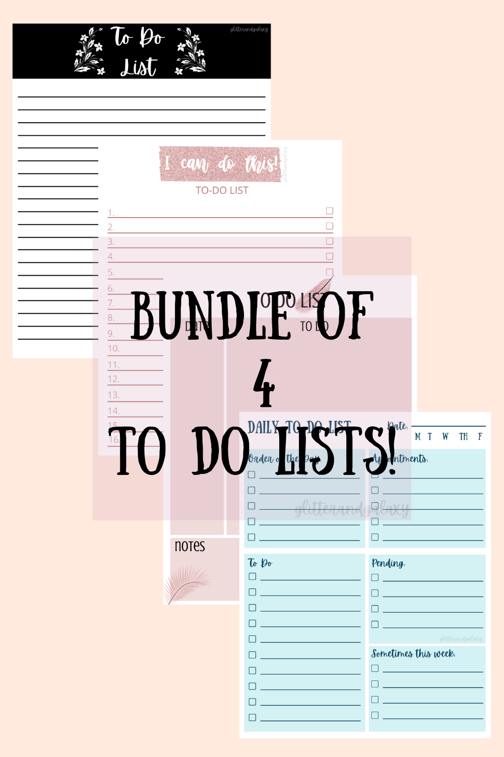 bundle of 4 to do lists pinterest