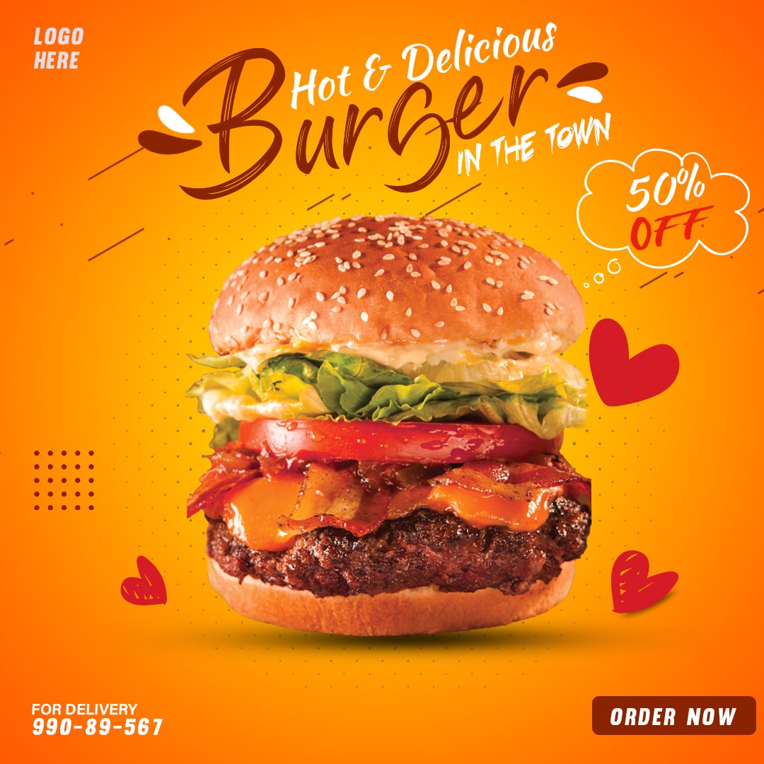 burger 4 Banner Design Templates for Social Media Post