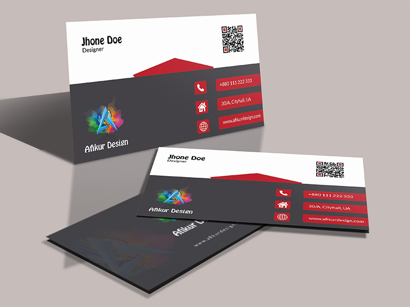 9 Modern Double Side Business Card Bundle, red-grey-white design.