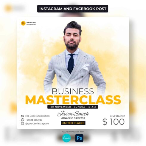 Masterclass Social Media Flyer cover image.