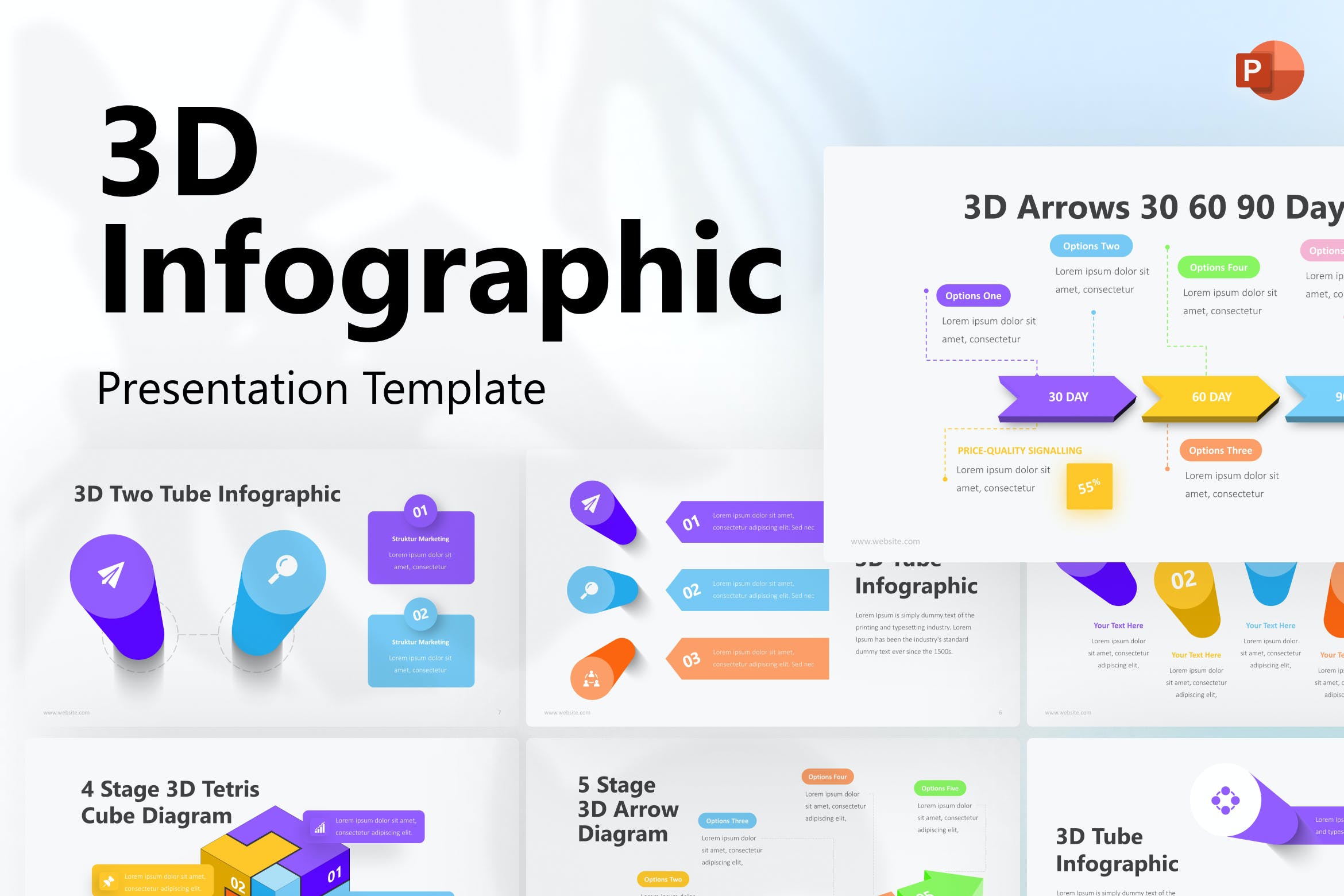 Cover image of 3D Infographic PowerPoint Template.