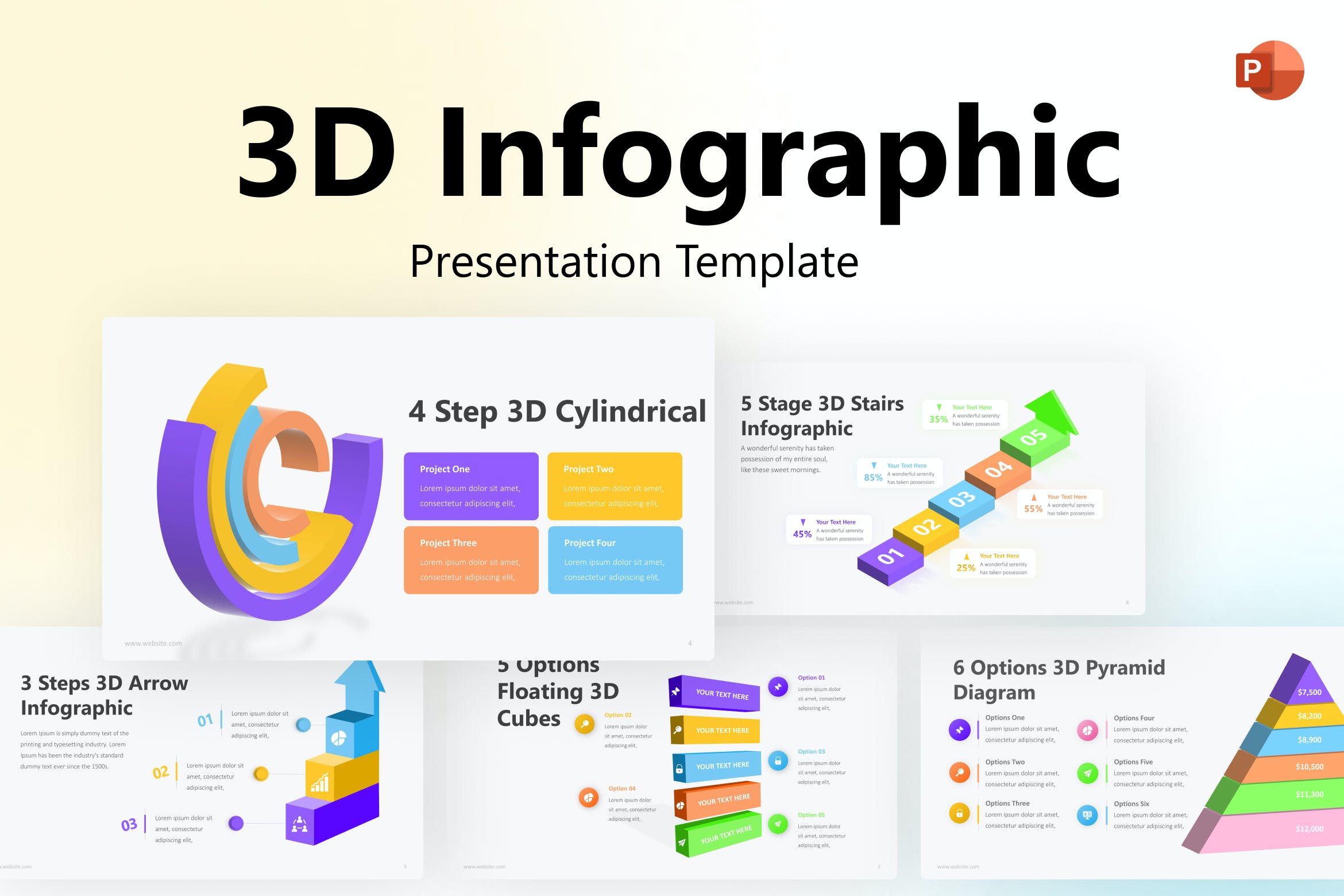 Cover image of 3D Infographic PowerPoint Template.