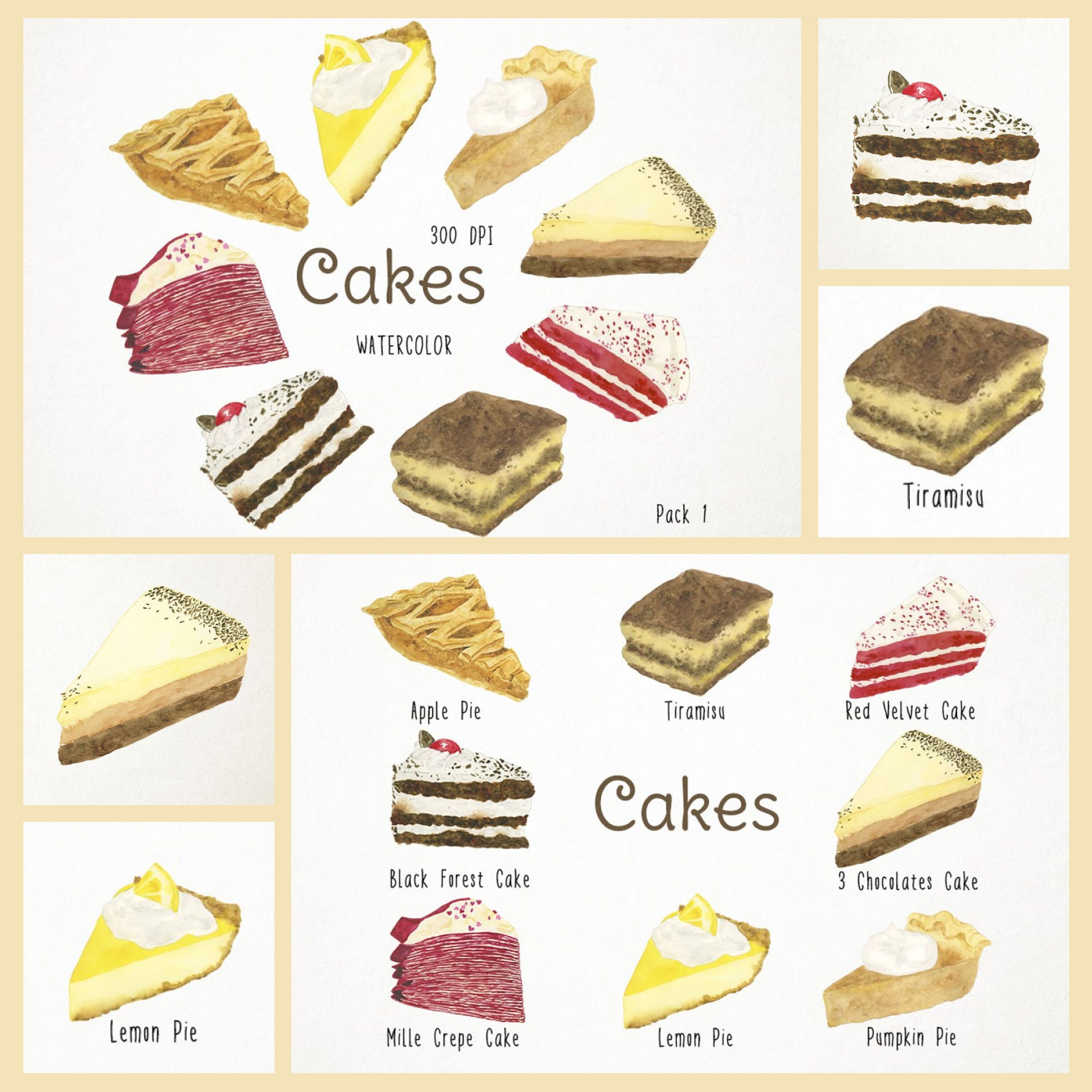 Cakes Clipart Pack 1 cover.