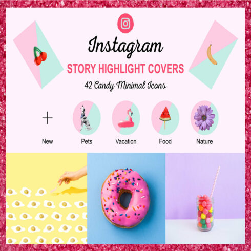candy preview Instagram Story HighLight Covers: 42 Candy Minimal Icons.