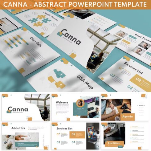 Canna abstract powerpoint template - main image preview.