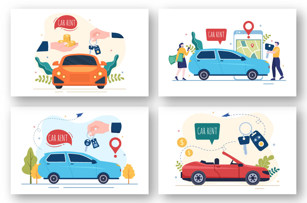 15 Car Rental Illustration for your business.