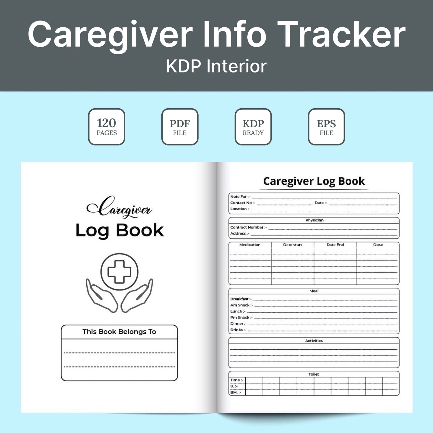 Caregiver info tracker KDP interior - main image preview.