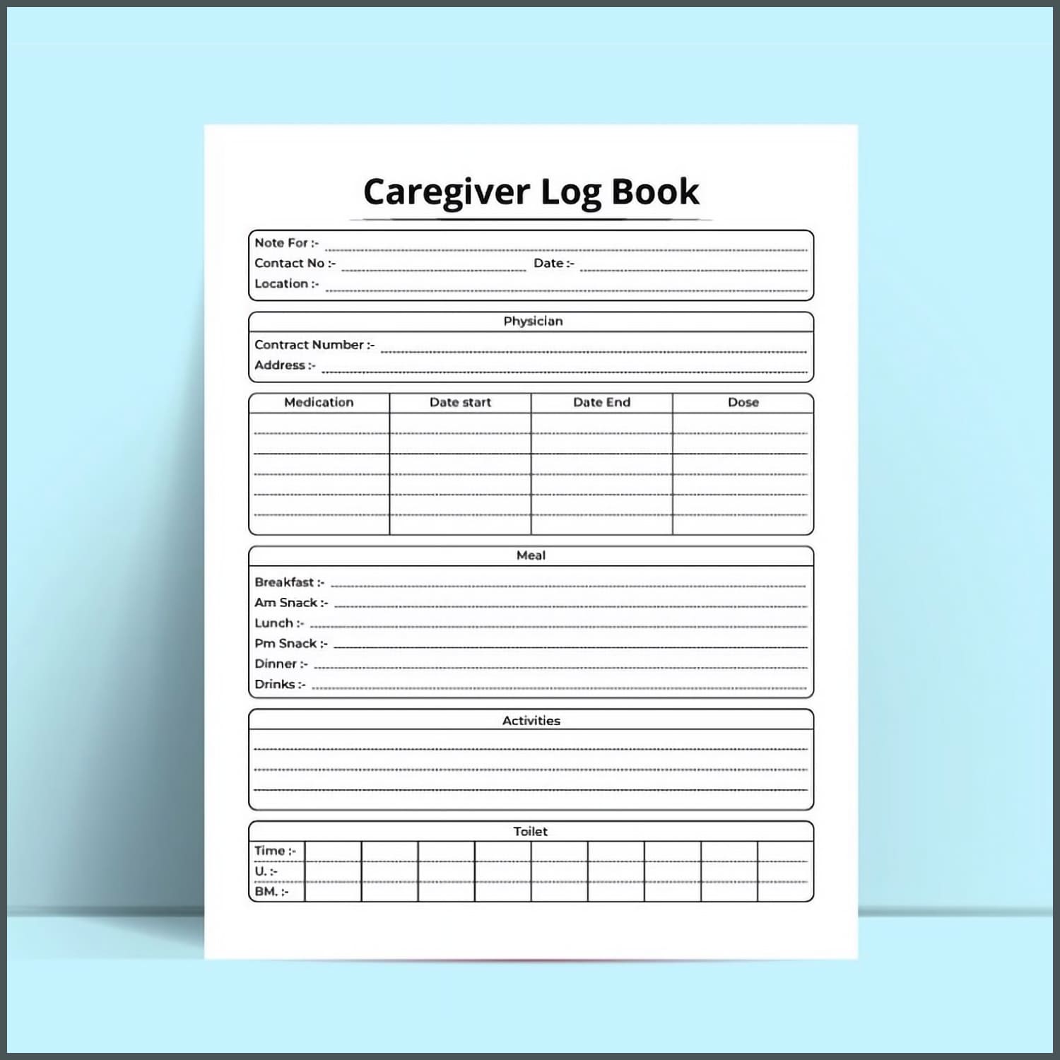 Caregiver info tracker KDP interior from Iftikhar Alam.